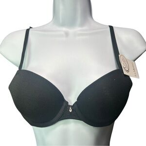 LE MYSTERE black eco friendly organic cotton touch uplift underwire bra 32B NWT